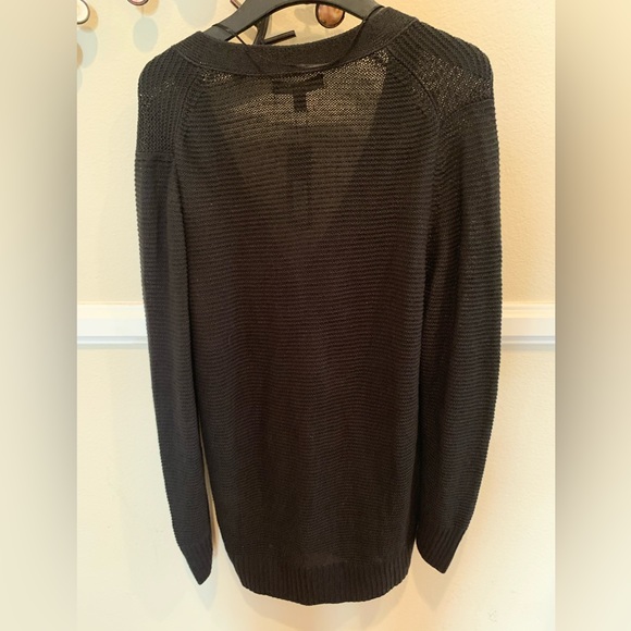 NWT Banana Republic Linen Cardigan Black V-Neck Button Down Size Large - Picture 3 of 4